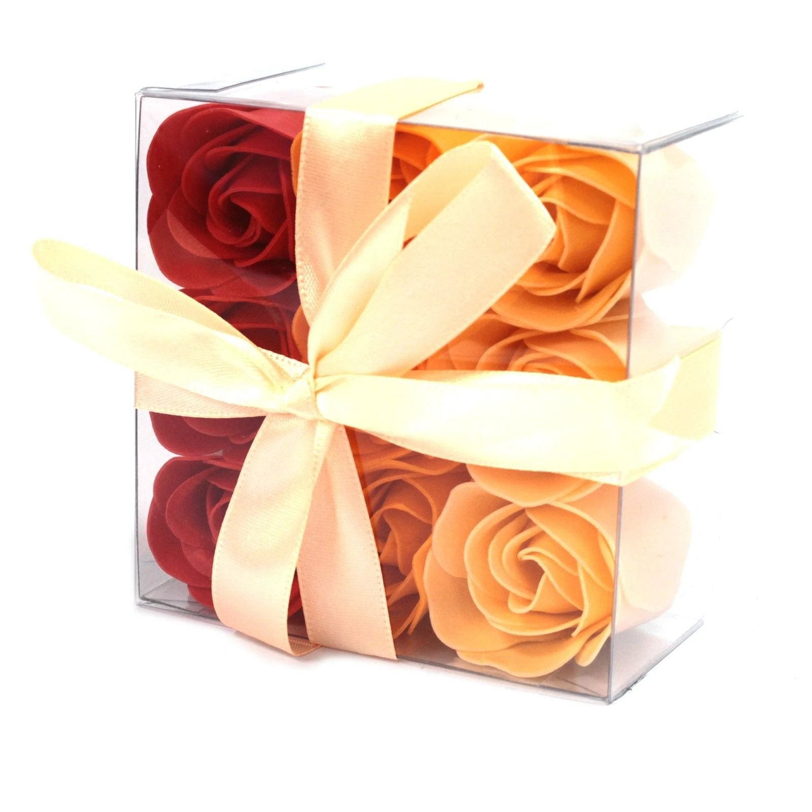 Set of 9 Soap Flower Box - Peach Roses by AW Dropship UK