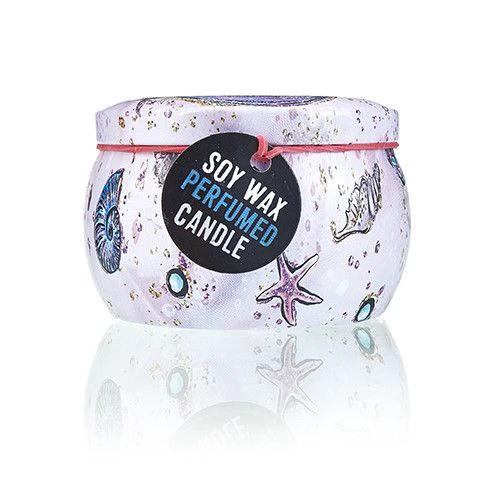 Art Tin Candle - Assorted Design - Sea life - Rasberry by AW Dropship UK