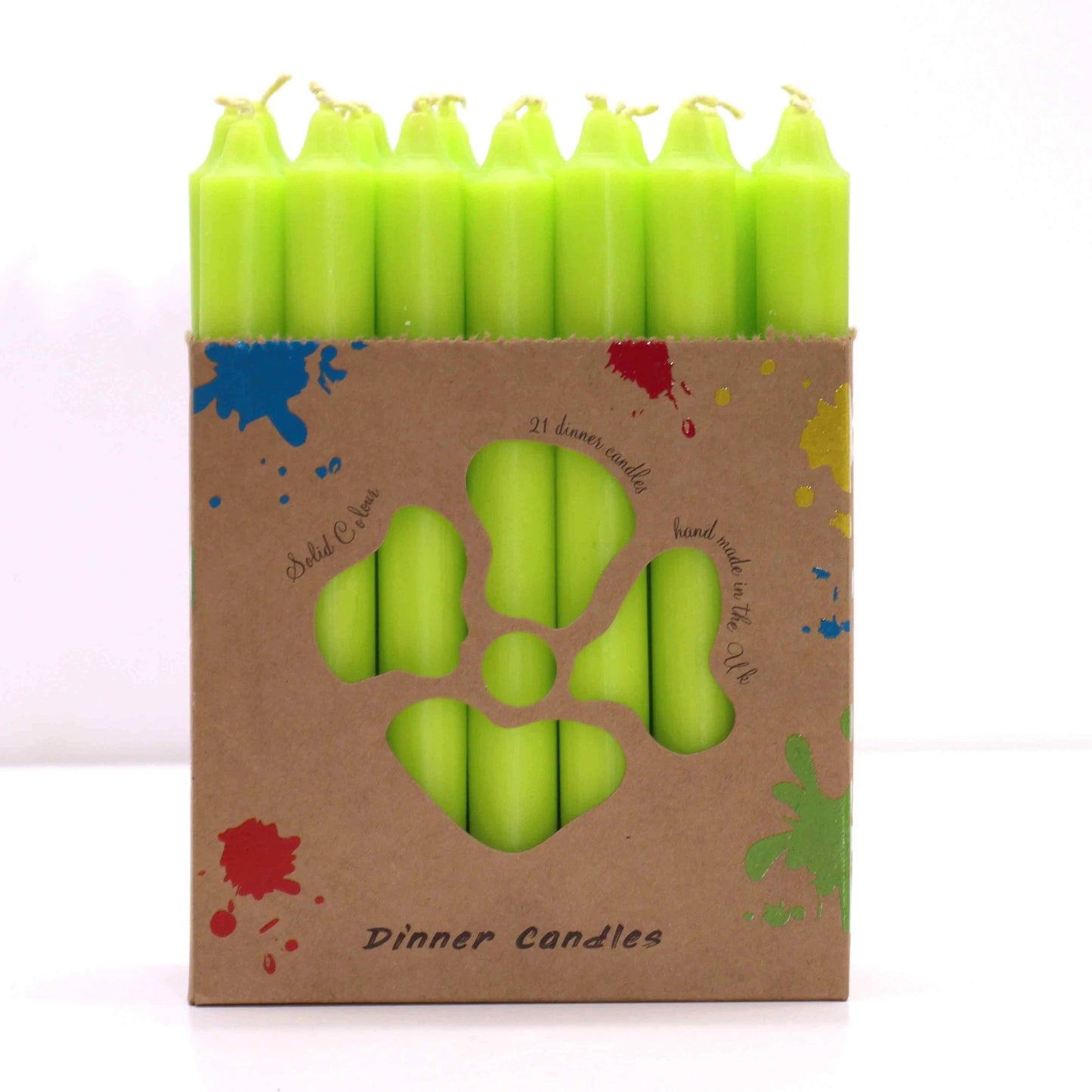 Solid Colour Dinner Candle Set - Pack of 21 - Rustic Lime Green by AW Dropship UK