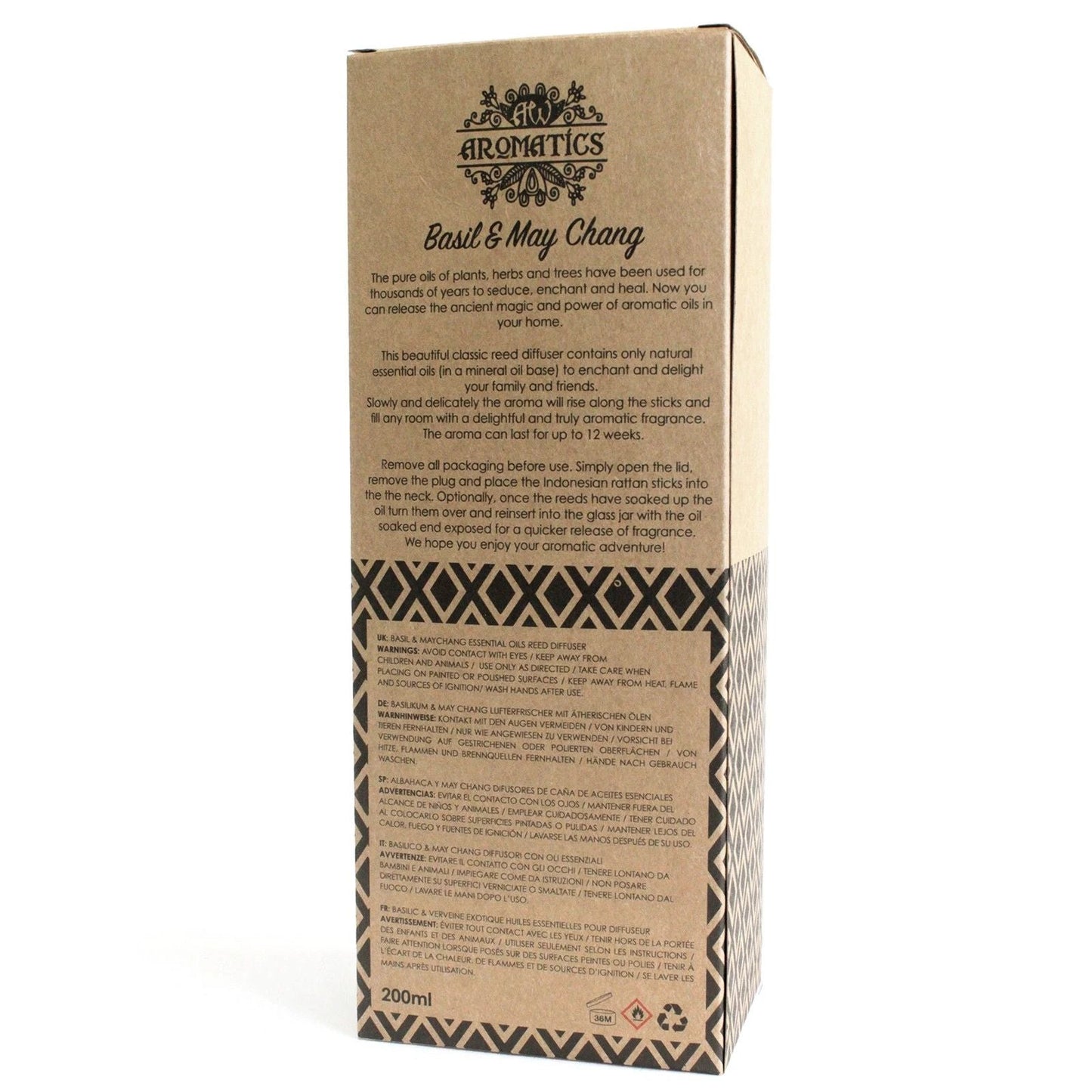 200ml Basil & Maychang Essential Oil Reed Diffuser by AW Dropship UK