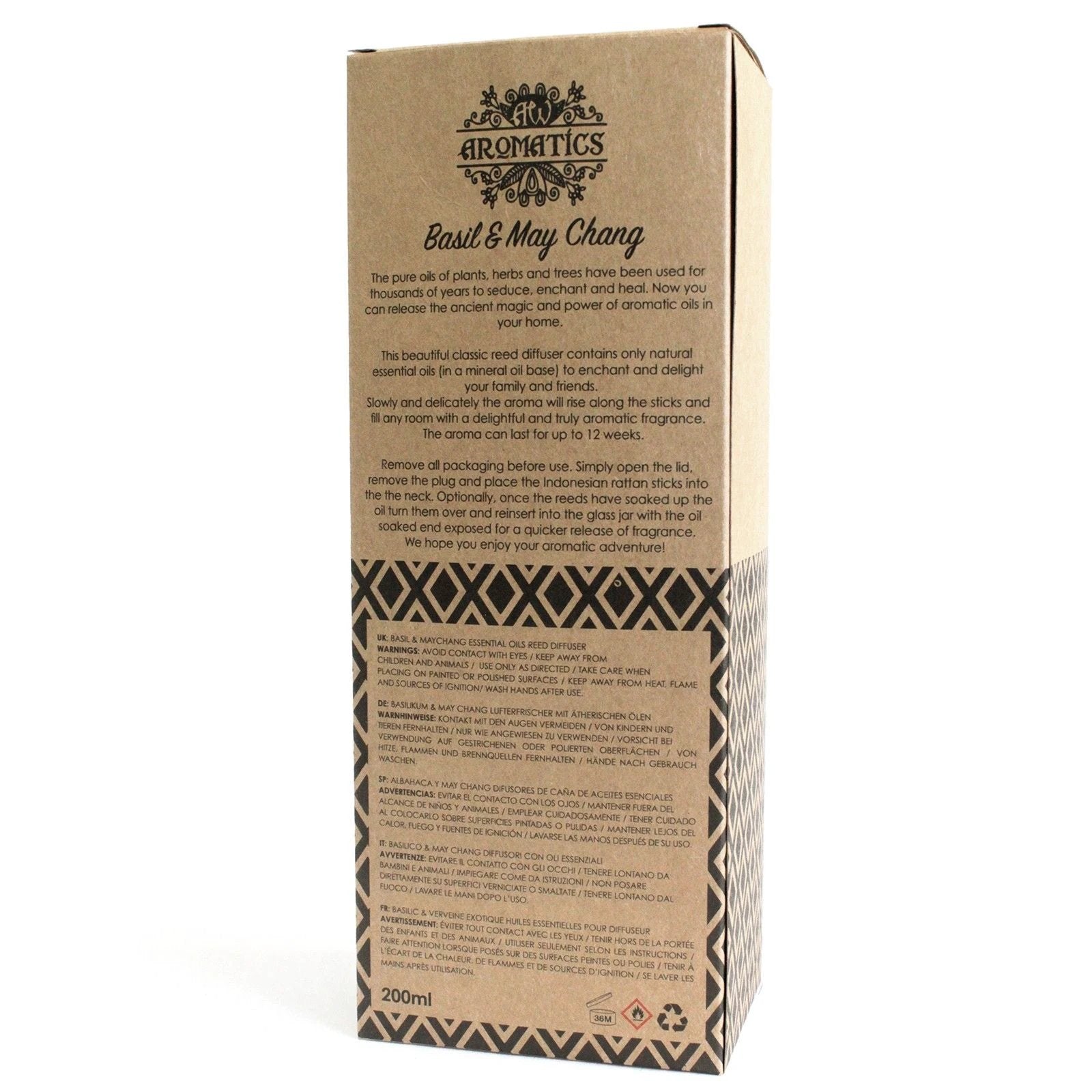 200ml Basil & Maychang Essential Oil Reed Diffuser by AW Dropship UK