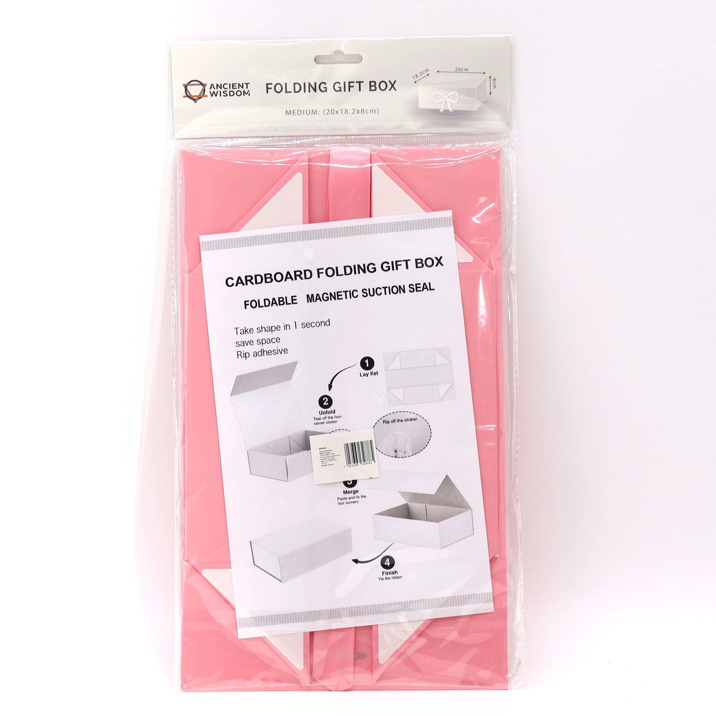 Flat Pack Gift Box - Medium Square (20x18.2x8cm) - Pink by AW Dropship UK