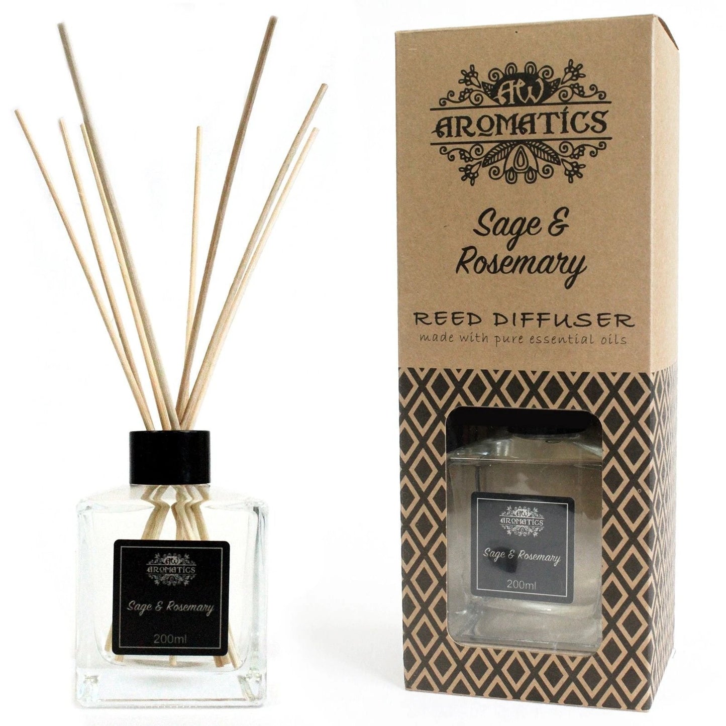 200ml Sage & Rosemary Essential Oil Reed Diffuser by AW Dropship UK