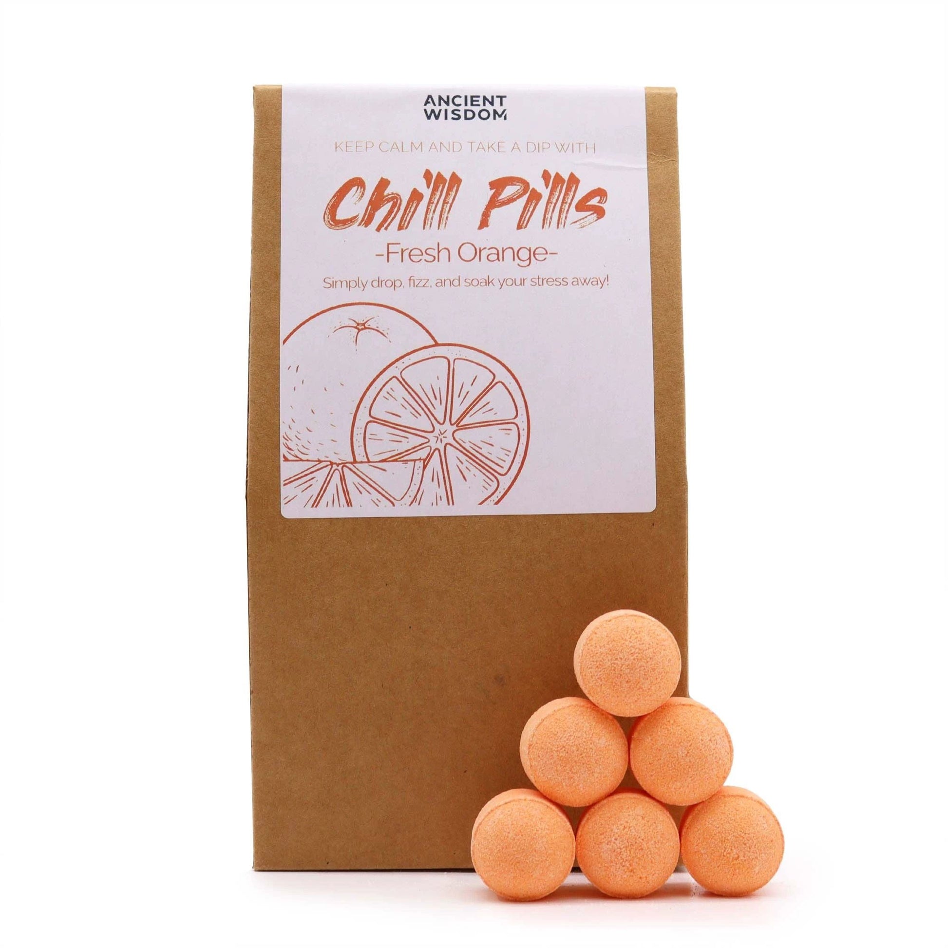 Chill Pills Gift Pack 350g With Fresh Orange Infused Handcrafted Bath Essentials For Spa Quality Relaxation by AW Dropship UK
