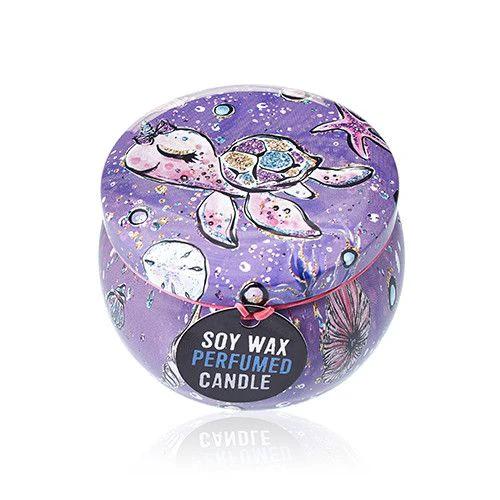 Art Tin Candle - Assorted Design - Sea life - Rasberry by AW Dropship UK