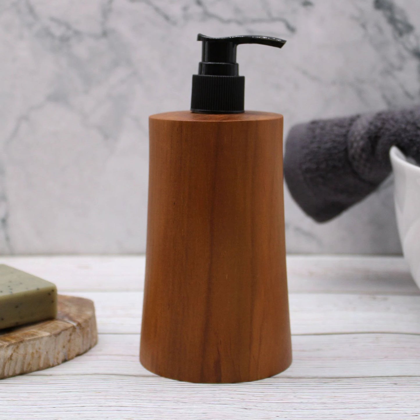 Natural Teakwood Soap Dispenser - Taper by AW Dropship UK