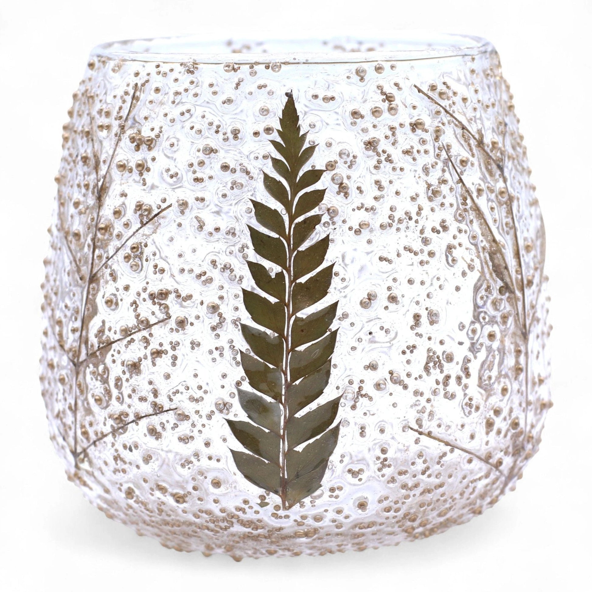 Natural Floral Glass - Straight Candle Holder - Pino - (10x9cm) by AW Dropship UK