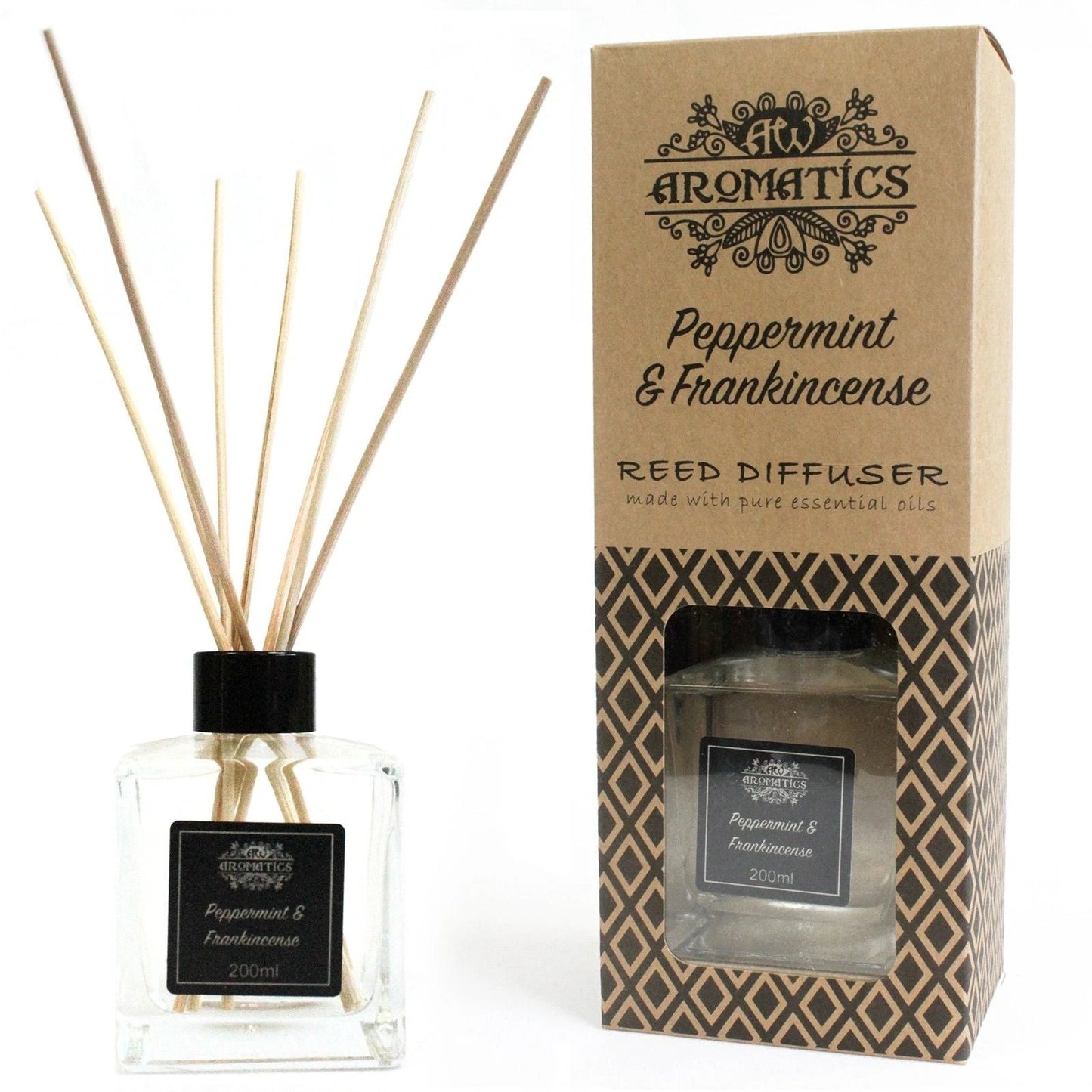 200ml Peppermint & Frankincense Essential Oil Reed Diffuser by AW Dropship UK