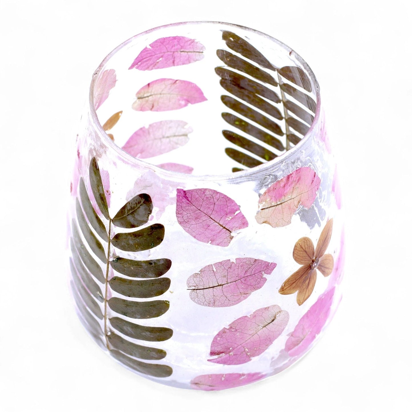 Natural Floral Glass - Vase Candle Holder - Primavera - (12x11cm) by AW Dropship UK