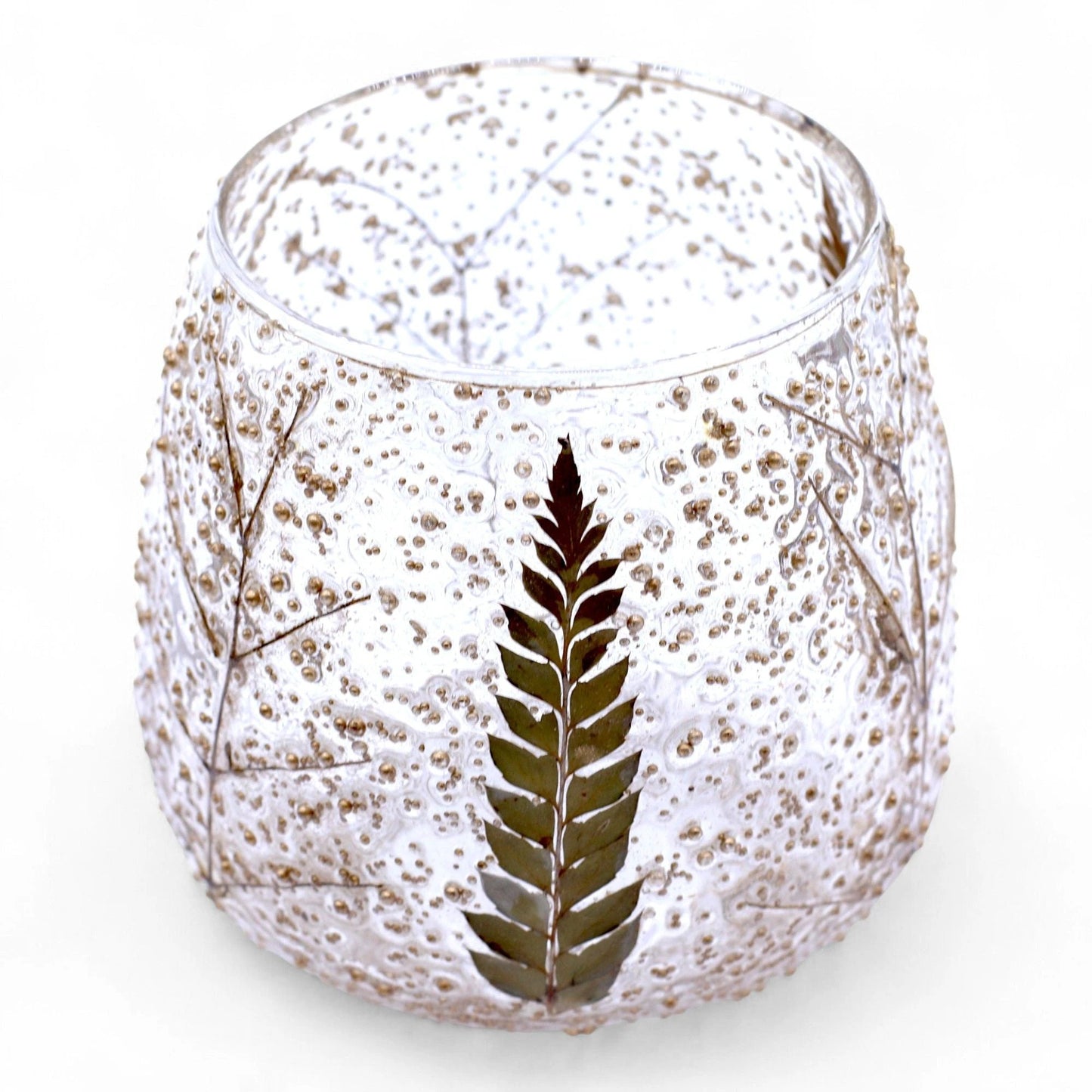 Natural Floral Glass - Straight Candle Holder - Pino - (10x9cm) by AW Dropship UK
