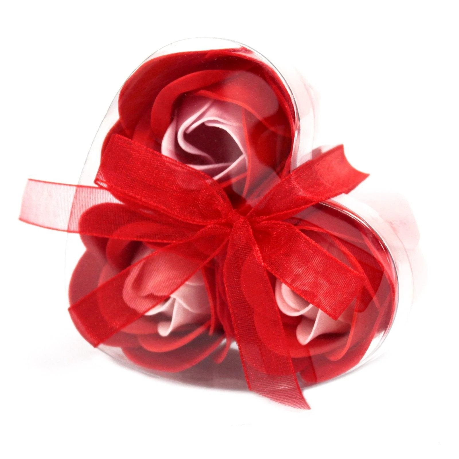 Set of 3 Soap Flower Heart Box - Red Roses by AW Dropship UK