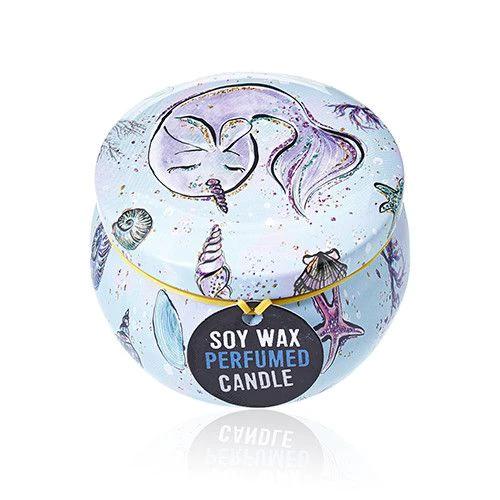 Art Tin Candle - Assorted Design - Sea life - Rasberry by AW Dropship UK