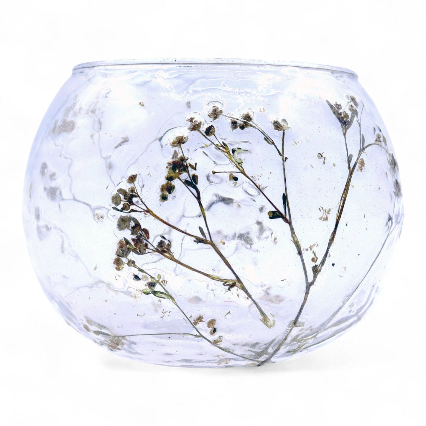Natural Floral Glass - Bowl Candle Holder - Margarita - (8x10cm) by AW Dropship UK