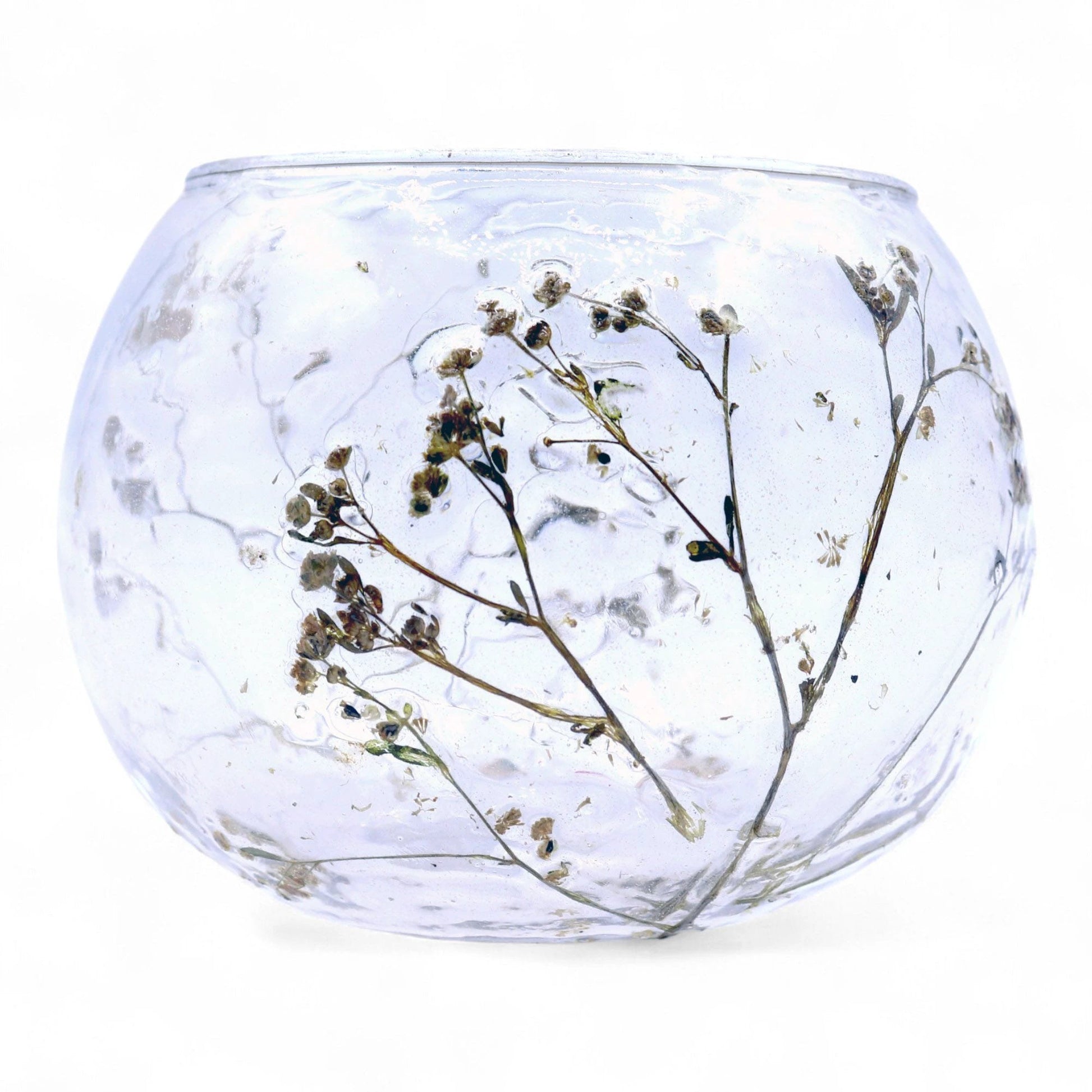 Natural Floral Glass - Bowl Candle Holder - Margarita - (8x10cm) by AW Dropship UK