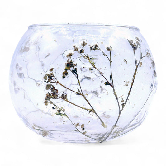Natural Floral Glass - Bowl Candle Holder - Margarita - (8x10cm) by AW Dropship UK