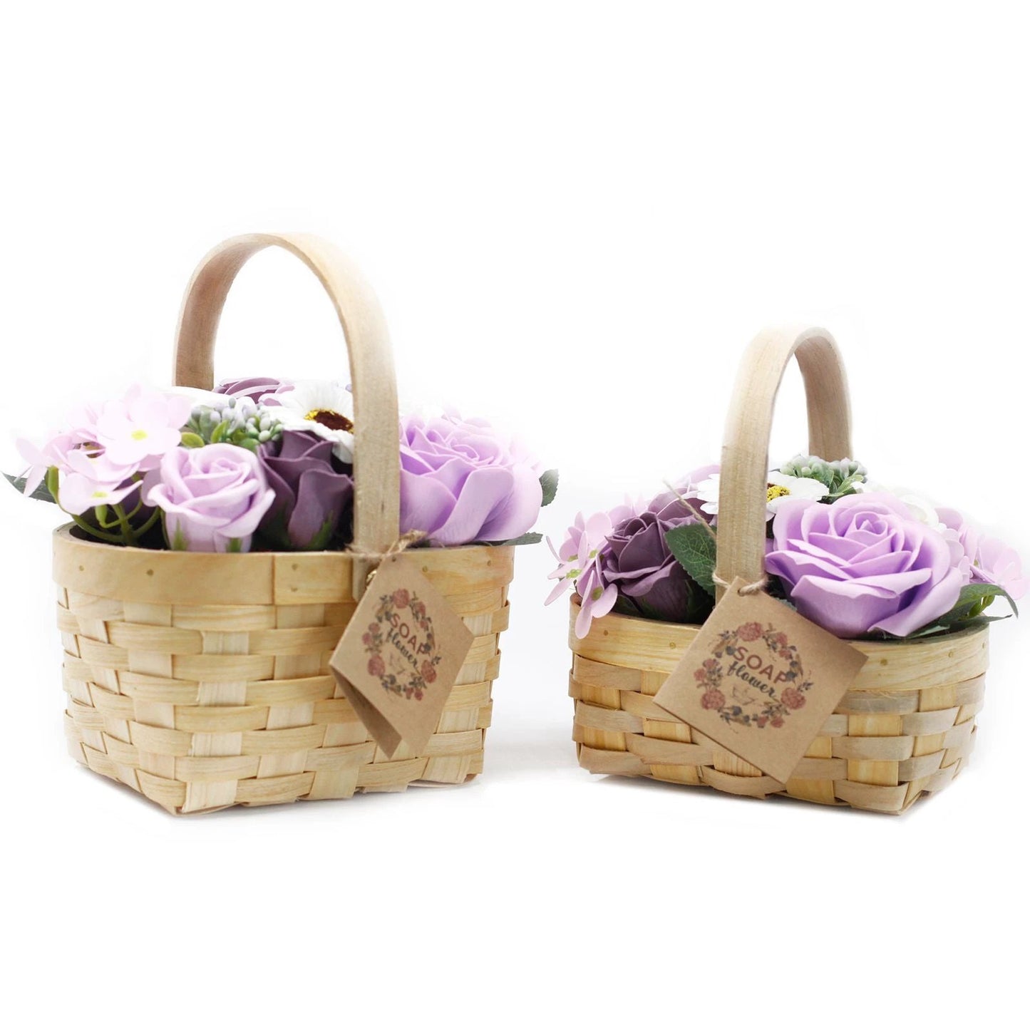 Medium Pink Bouquet in Wicker Basket by AW Dropship UK