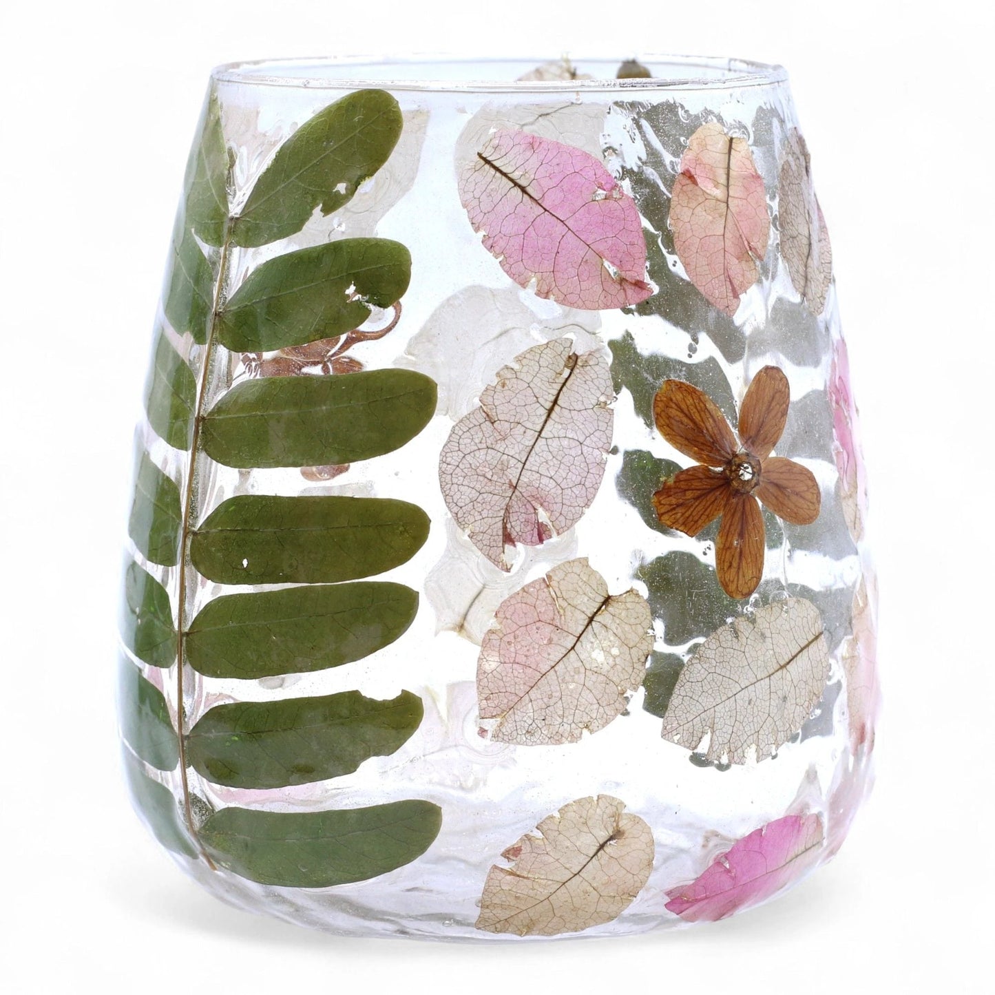 Natural Floral Glass - Vase Candle Holder - Primavera - (12x11cm) by AW Dropship UK