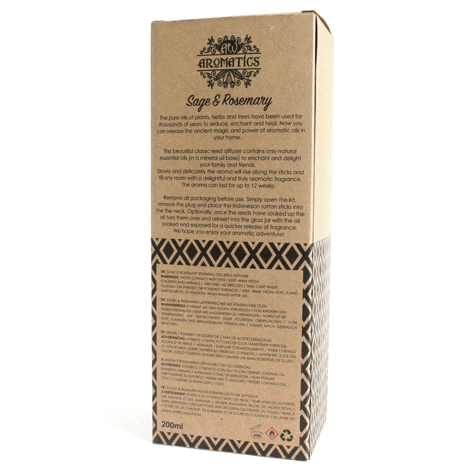 200ml Sage & Rosemary Essential Oil Reed Diffuser by AW Dropship UK