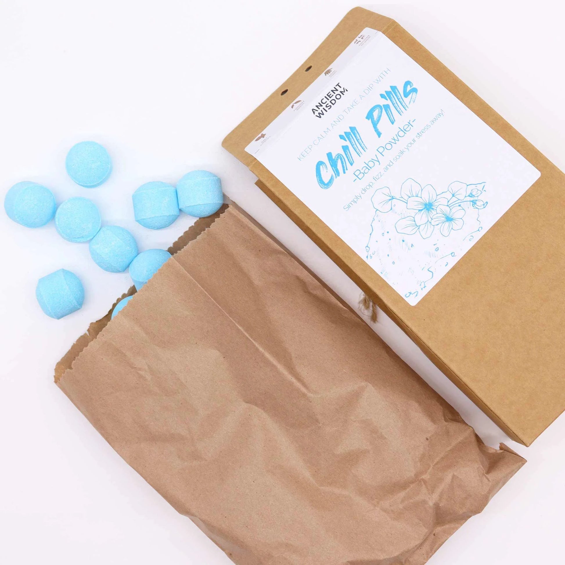 Chill Pills Gift Pack 350g Baby Powder Bath Essences Hand Crafted 12g Per Pill Premium Scent by AW Dropship UK