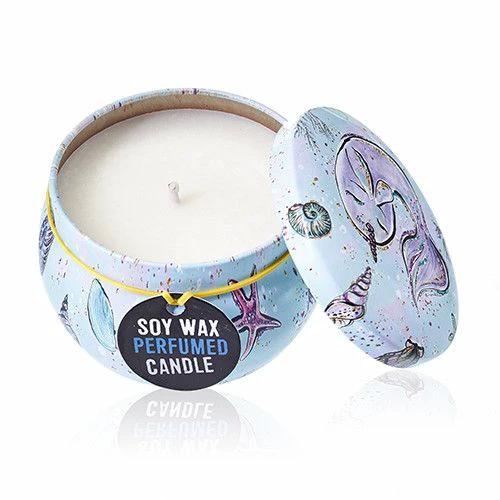 Art Tin Candle - Assorted Design - Sea life - Rasberry by AW Dropship UK