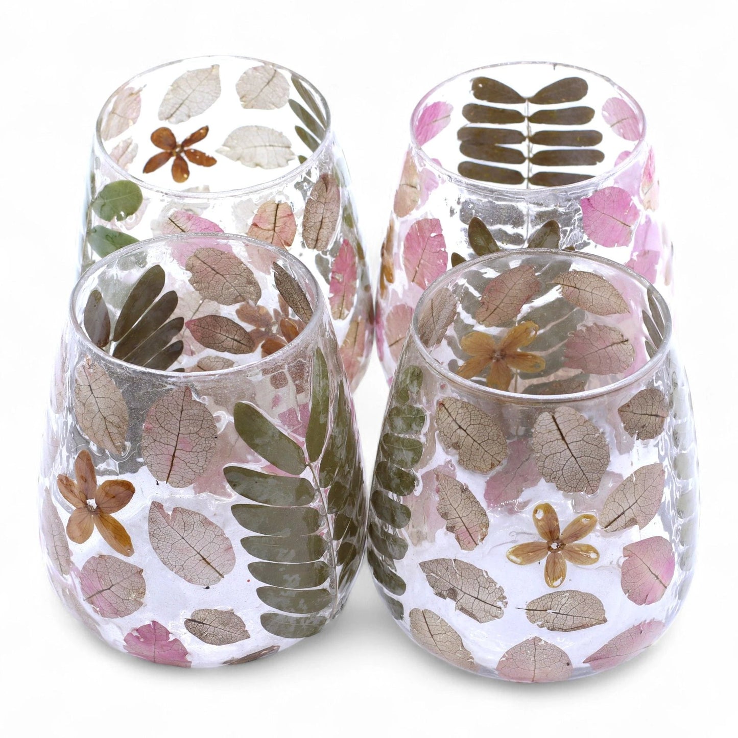 Natural Floral Glass - Vase Candle Holder - Primavera - (12x11cm) by AW Dropship UK