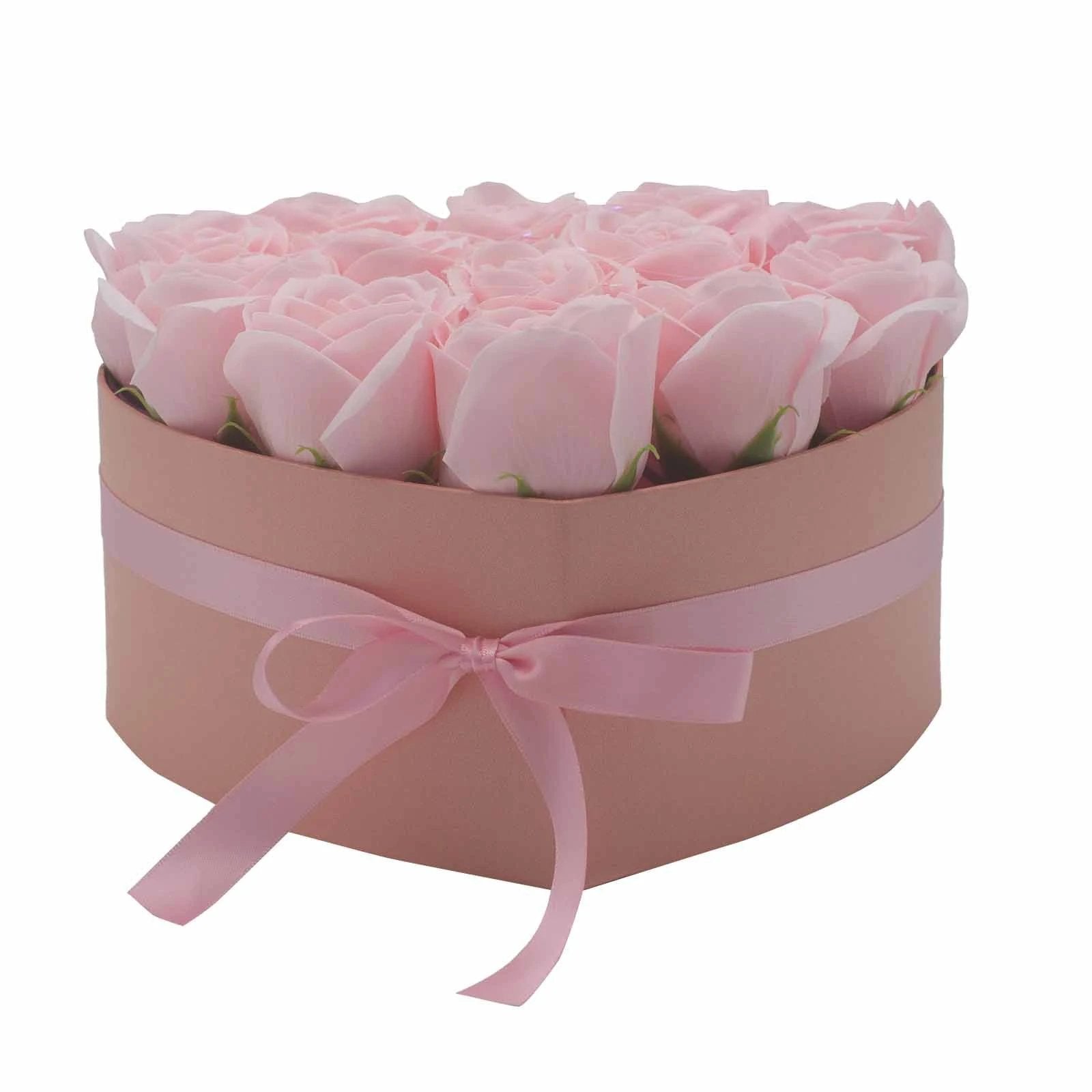 Soap Flower Gift Bouquet - 13 Pink Roses - Heart by AW Dropship UK