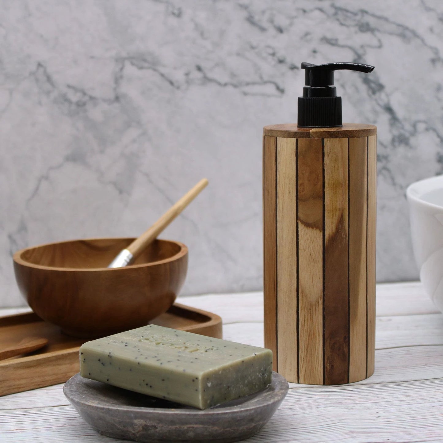 Natural Teakwood Soap Dispenser - Round by AW Dropship UK