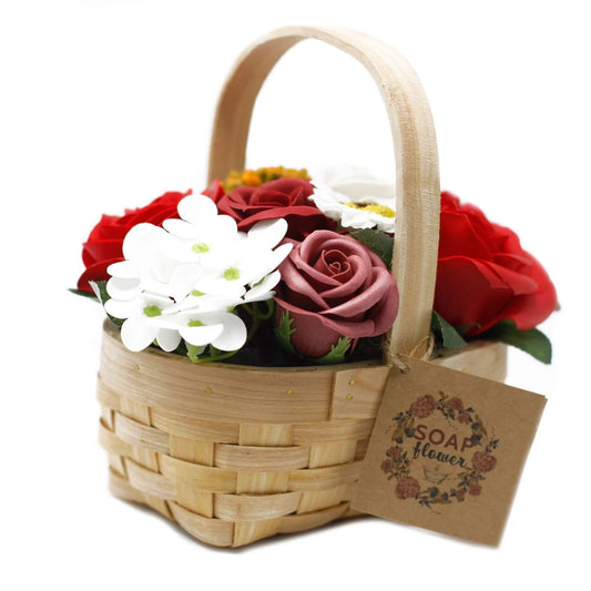 Medium Red Bouquet in Wicker Basket by AW Dropship UK