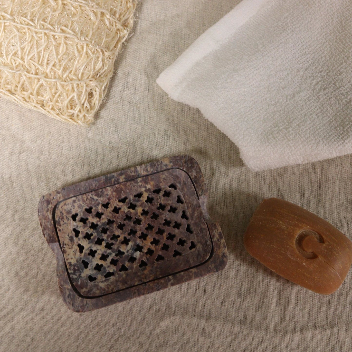 Soapstone Soap Dish & Drainer 11x8cm- Classic Square by AW Dropship UK