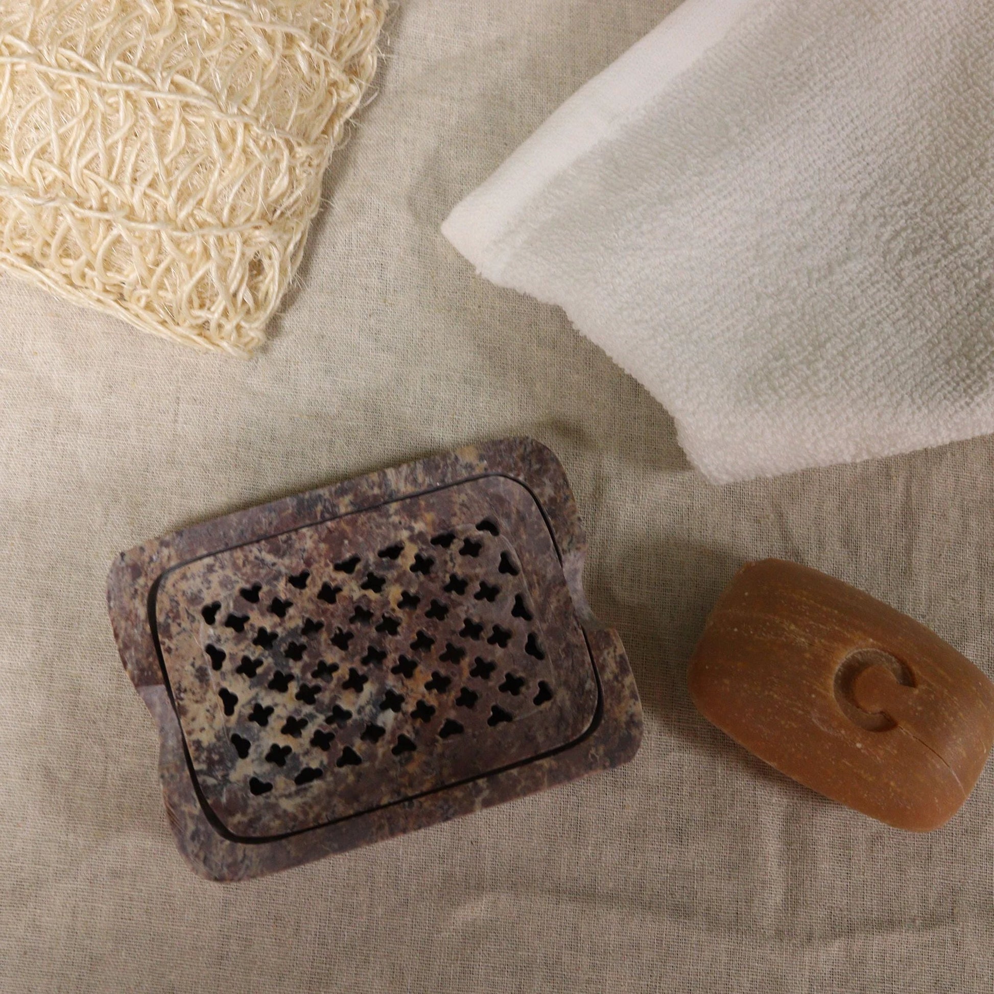 Soapstone Soap Dish & Drainer 11x8cm- Classic Square by AW Dropship UK