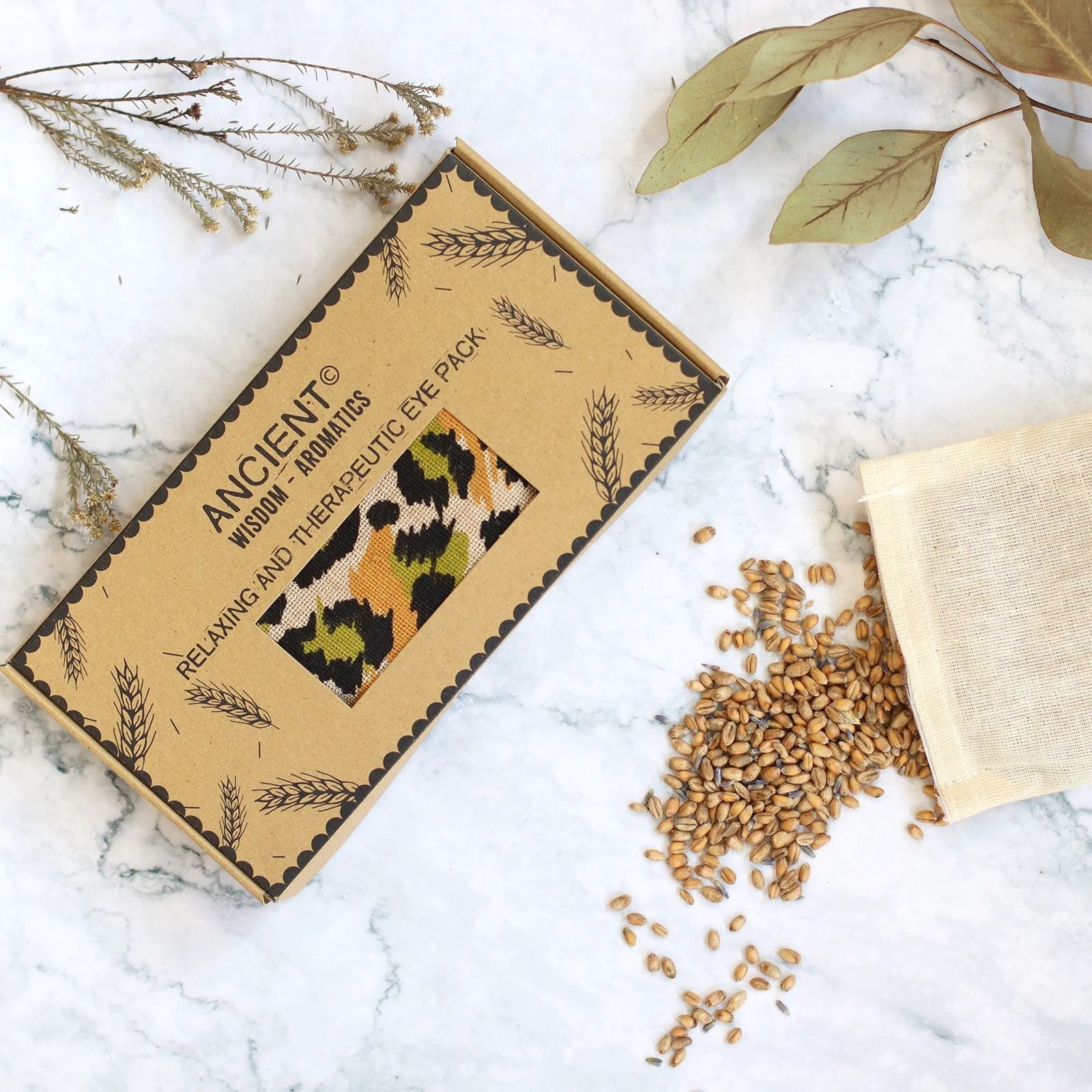 Lavender Natural Cotton and Juco Eye Pillow in Gift Box - Night Leopard by AW Dropship UK