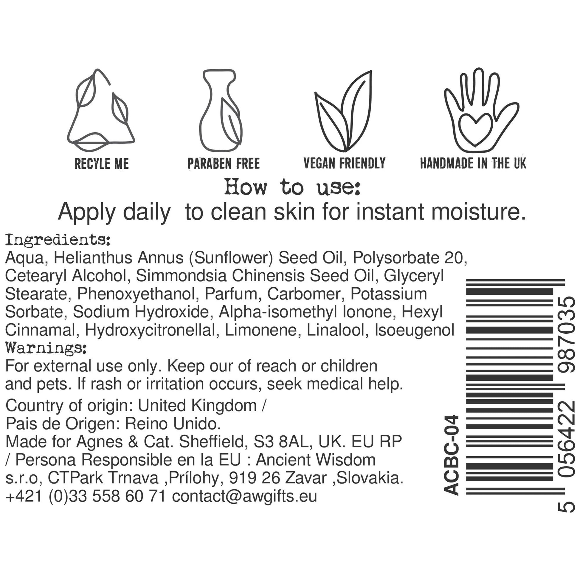 Agnes + Cat Hand & Body Cream - Moroccan Roll by AW Dropship UK