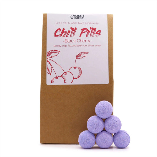 Chill Pills Gift Pack 350g Black Cherry Bath Pills Set For Relaxing Soaks 30 Pieces by AW Dropship UK