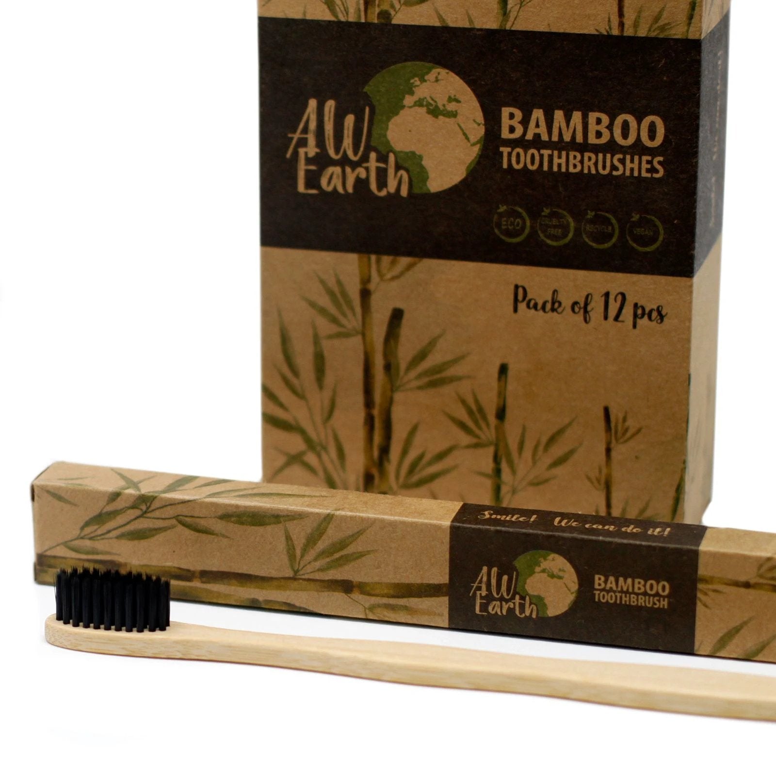 Bamboo Toothbrush - Charcoal Medium Soft by AW Dropship UK