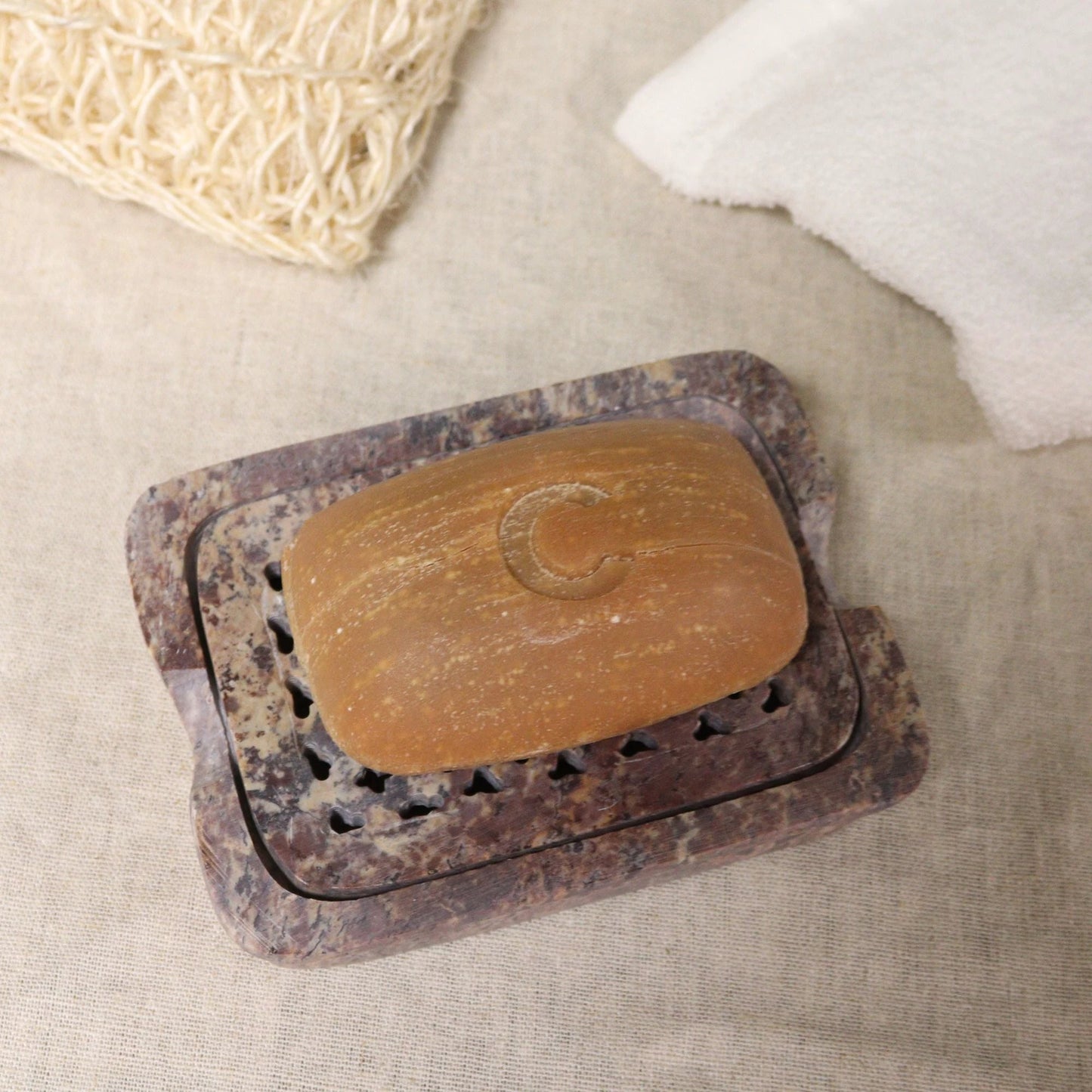 Soapstone Soap Dish & Drainer 11x8cm- Classic Square by AW Dropship UK