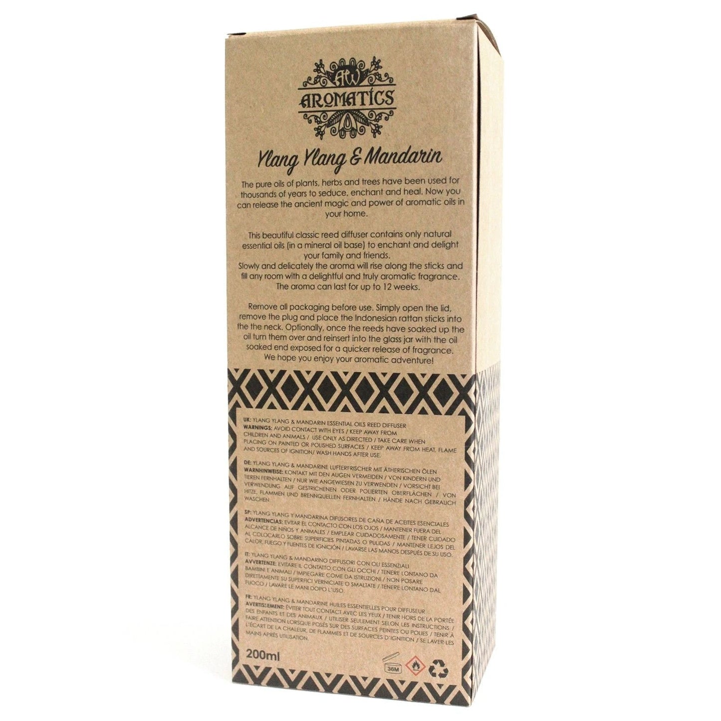 200ml Ylang Ylang & Mandarin Essential Oil Reed Diffuser by AW Dropship UK