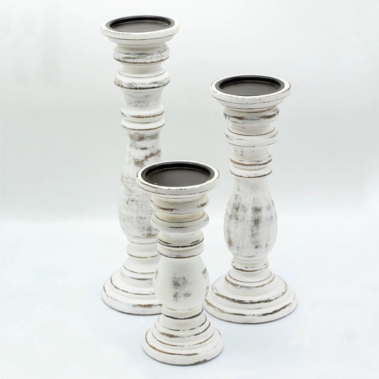 Classic Candle Stand - Whitewash - Small by AW Dropship UK