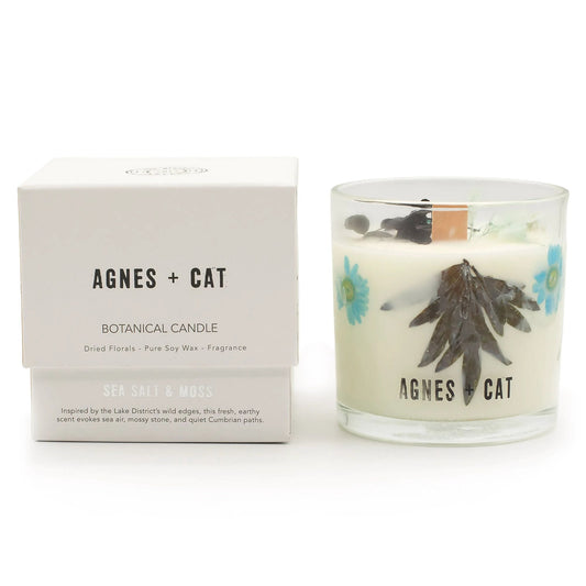 Agnes + Cat Botanical Soy Wax Candle - Seasalt & Moss by AW Dropship UK