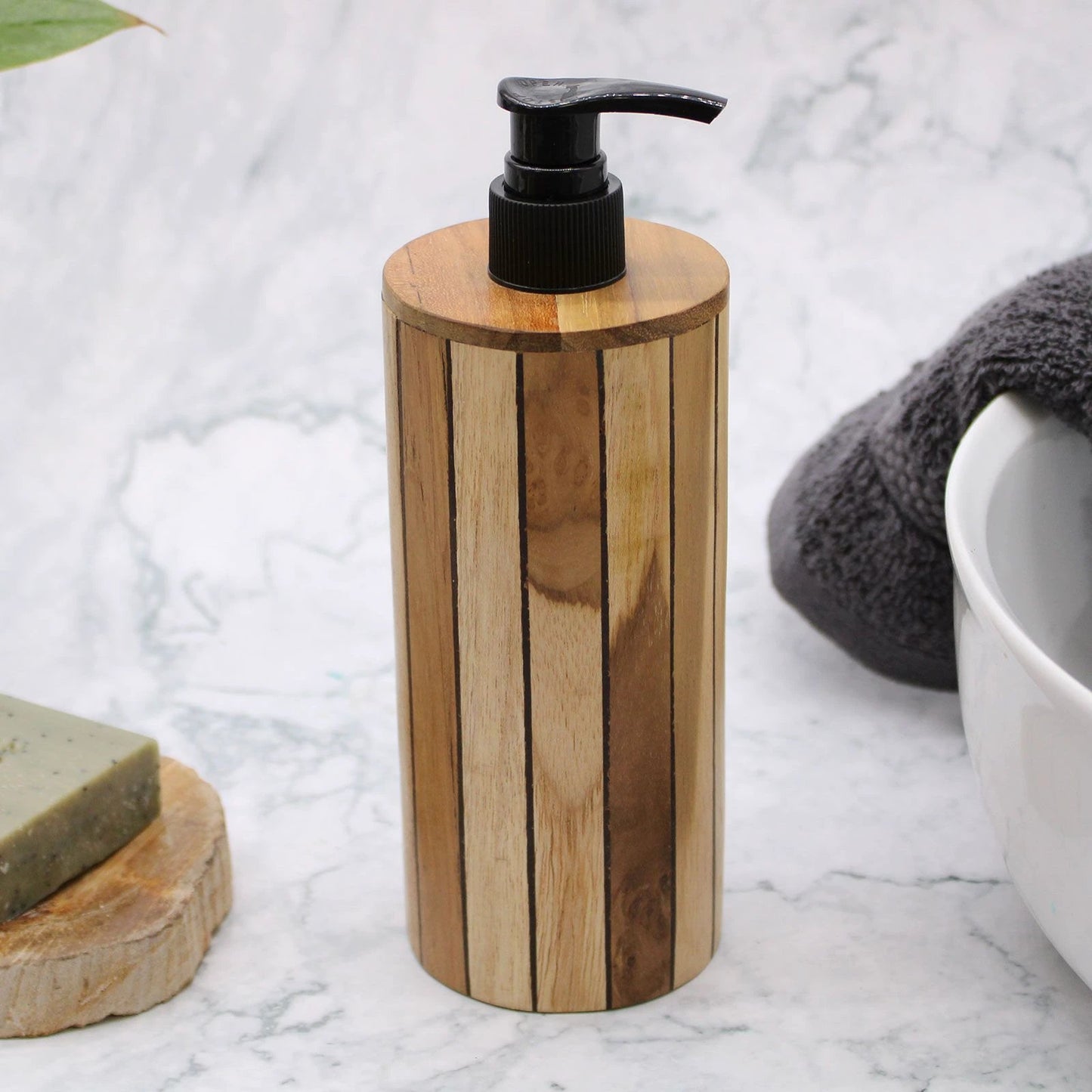 Natural Teakwood Soap Dispenser - Round by AW Dropship UK
