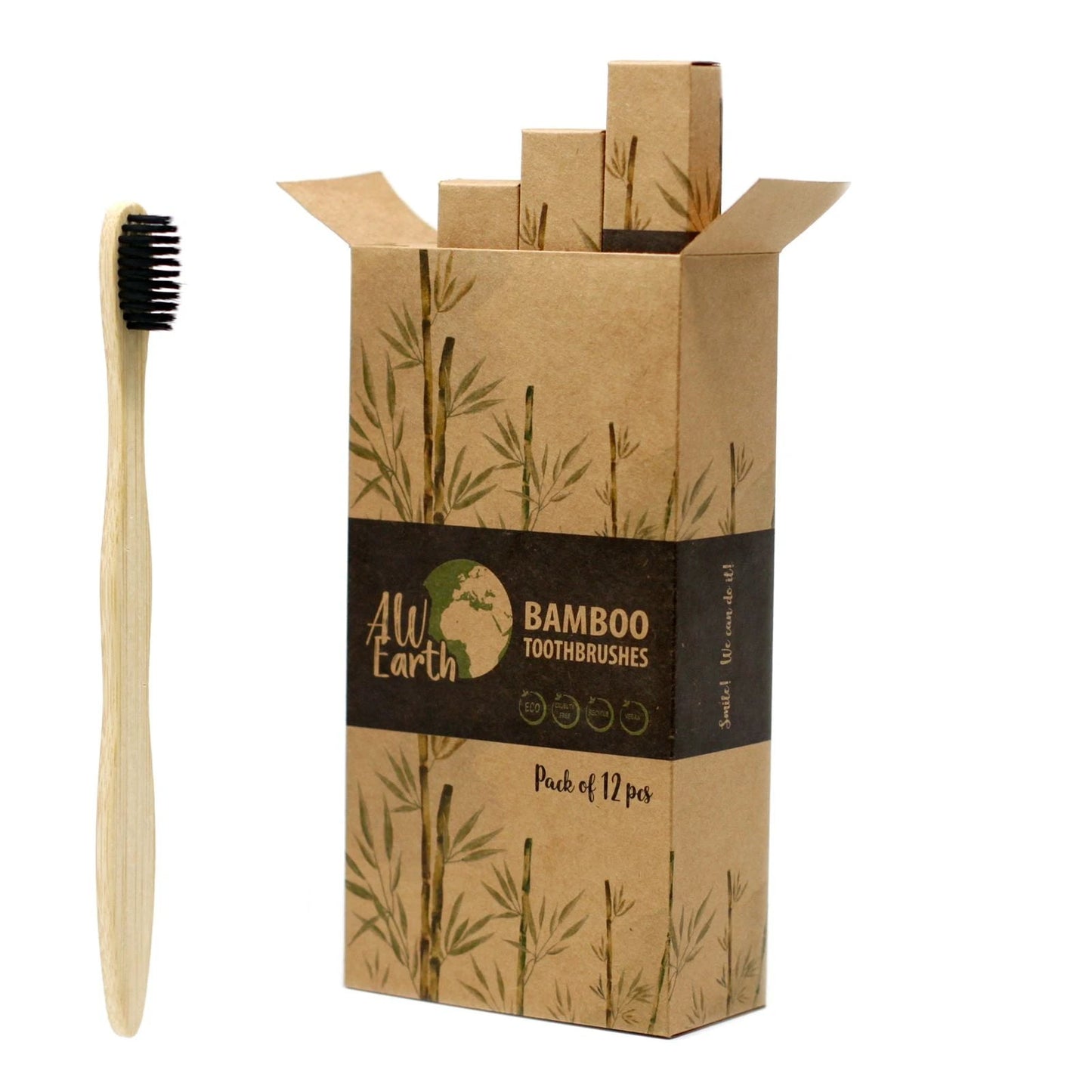 Bamboo Toothbrush - Charcoal Medium Soft by AW Dropship UK