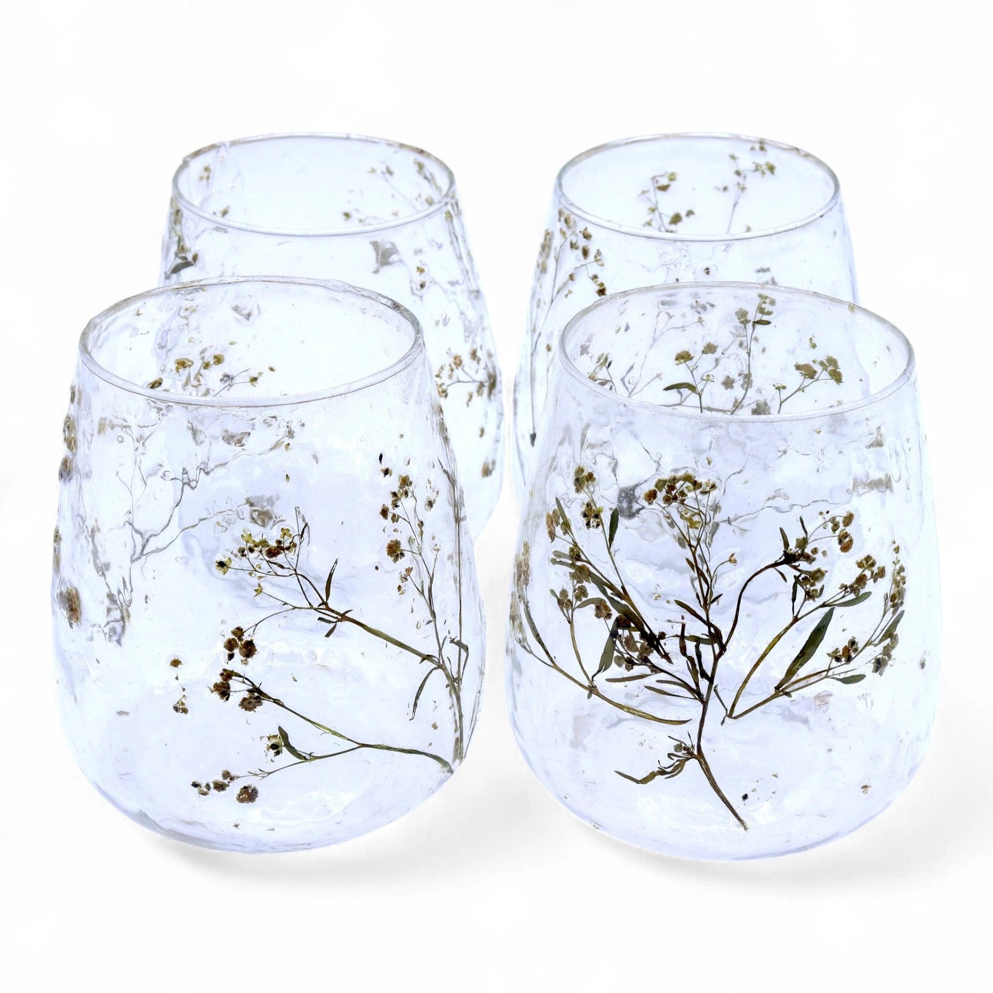 Natural Floral Glass - Vase Candle Holder - Margarita - (12x11cm) by AW Dropship UK