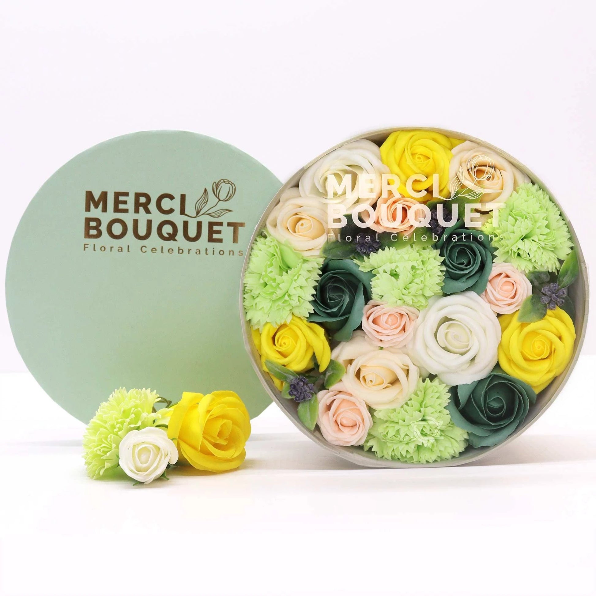 Round Box - Spring Celibrations - Yellow & Greens by AW Dropship UK