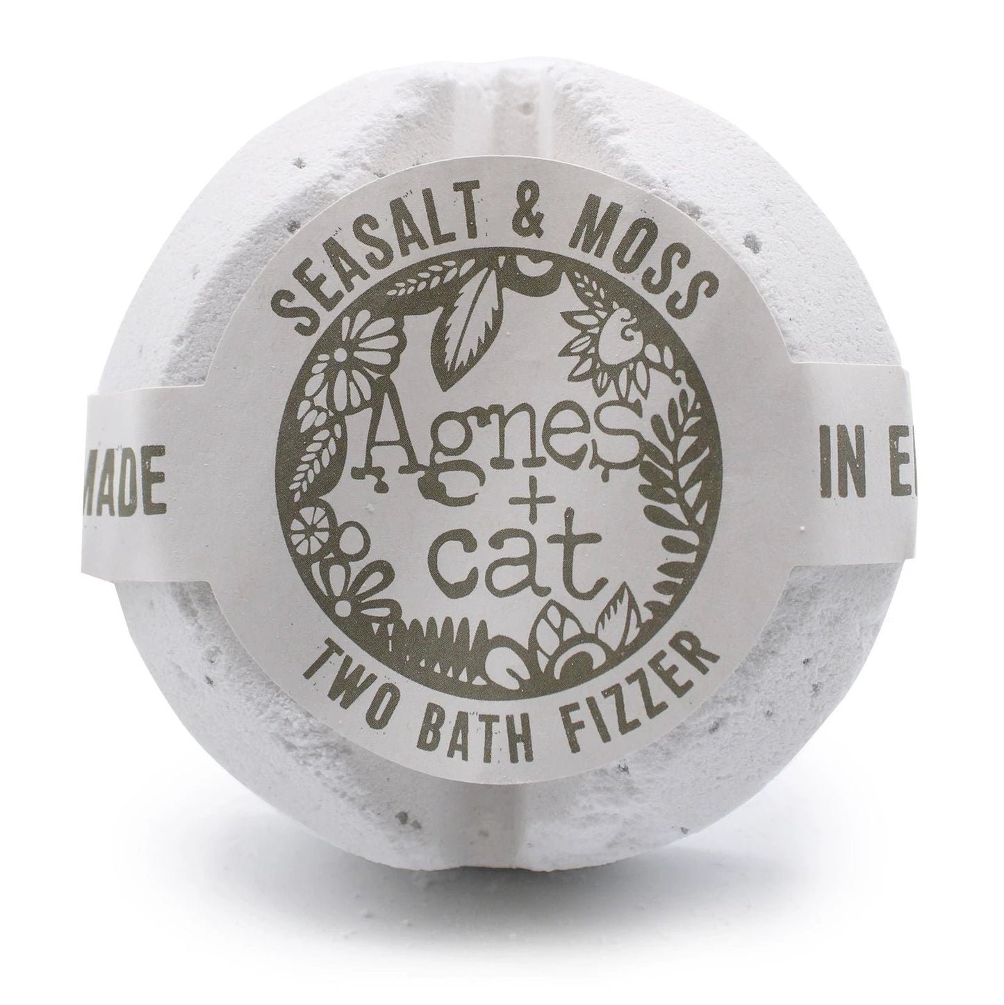 Agnes and Cat Bath Fizzer Seasalt and Moss Handcrafted Coastal Bath Fizzer Made in Sheffield by AW Dropship UK