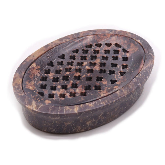 Soapstone Soap Dish & Drainer 11x8cm- Classic Oval by AW Dropship UK