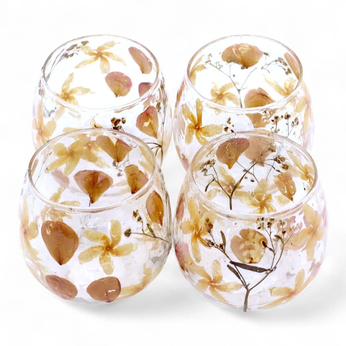 Natural Floral Glass - Straight Candle Holder - Rosa - (8x8cm) by AW Dropship UK