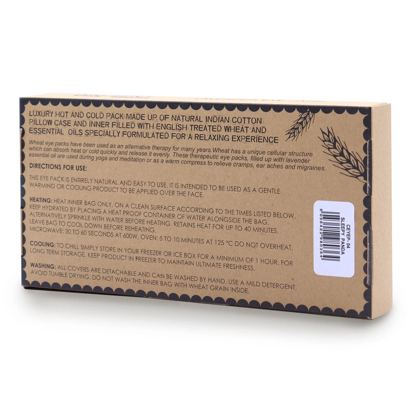 Lavender Natural Cotton and Juco Eye Pillow in Gift Box - Sleepy Panda by AW Dropship UK