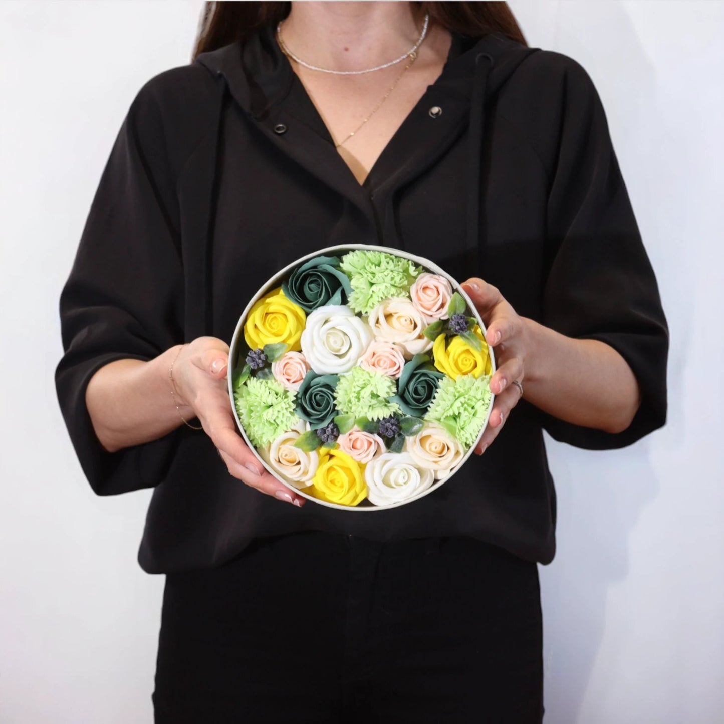 Round Box - Spring Celibrations - Yellow & Greens by AW Dropship UK
