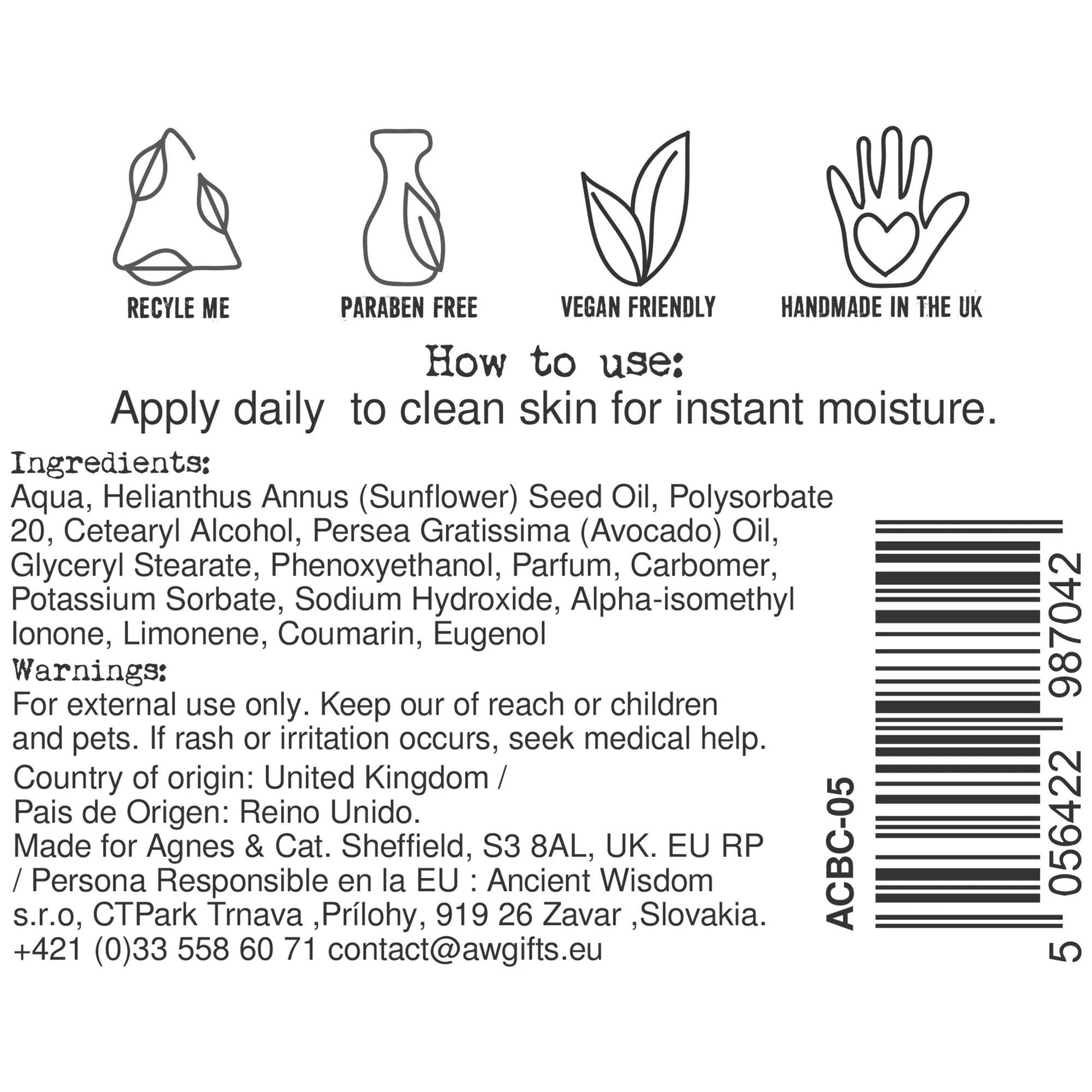 Agnes + Cat Hand & Body Cream - White Fig by AW Dropship UK