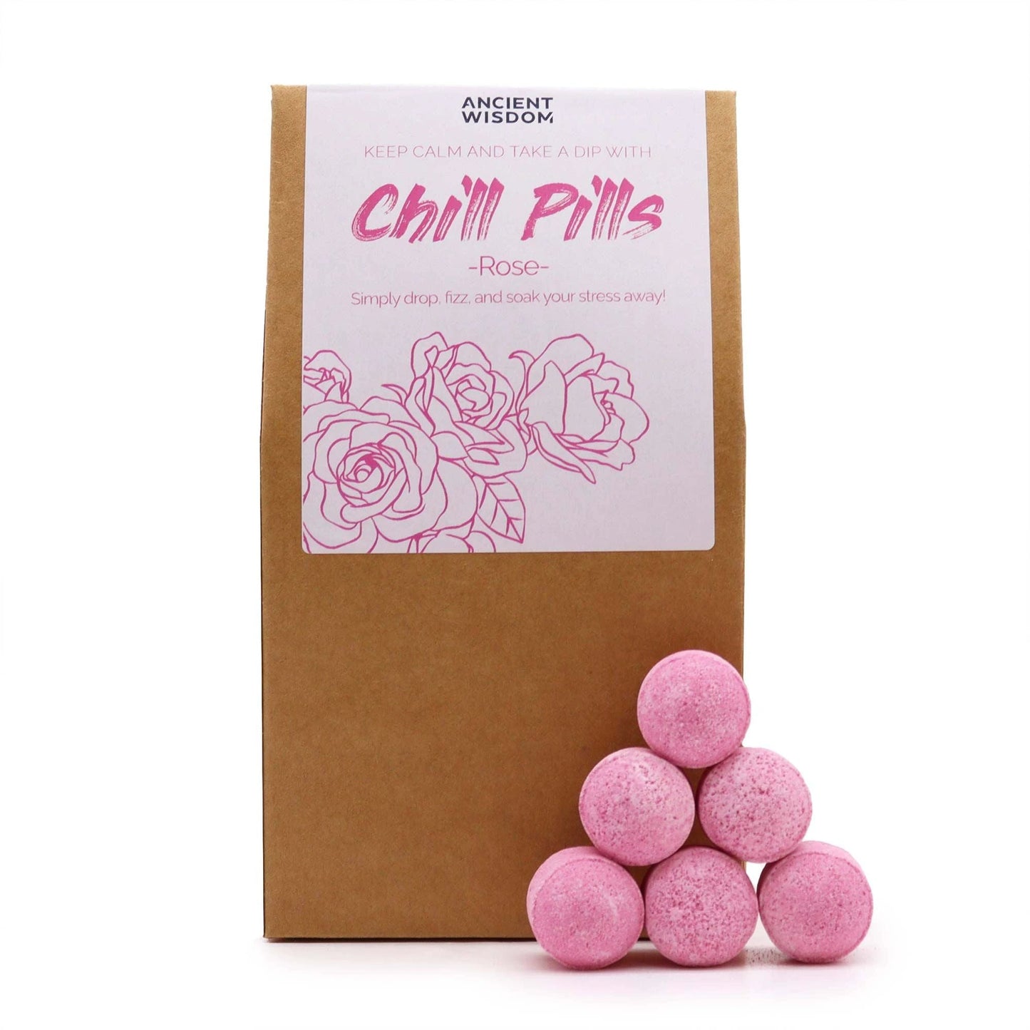 Chill Pills Gift Pack 350g Rose Scent Bath Pills Set For Luxurious Soaks With 30 Pieces by AW Dropship UK