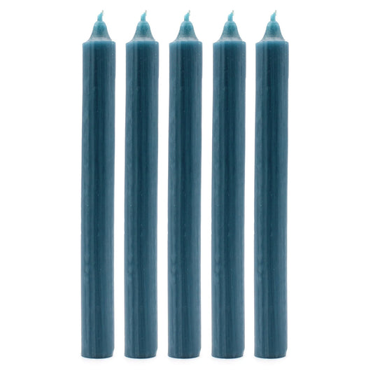 Solid Colour Dinner Candle Set - Pack of 21 - Rustic Teal by AW Dropship UK